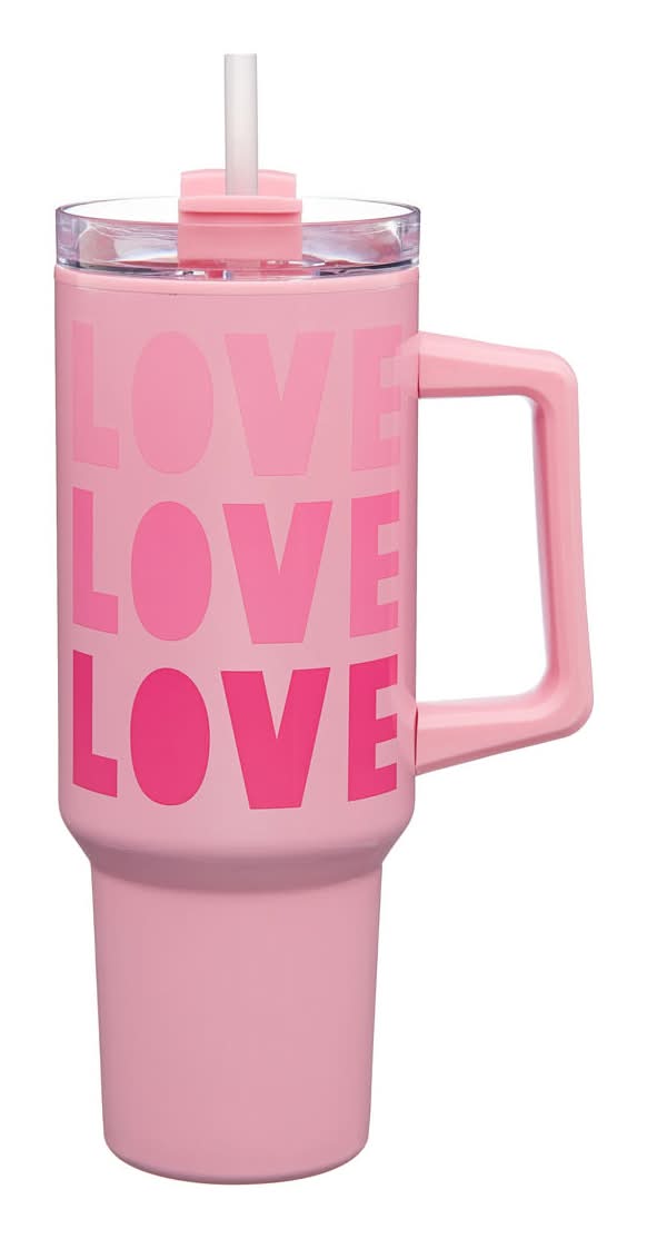 Love Tumbler With Straw Pink