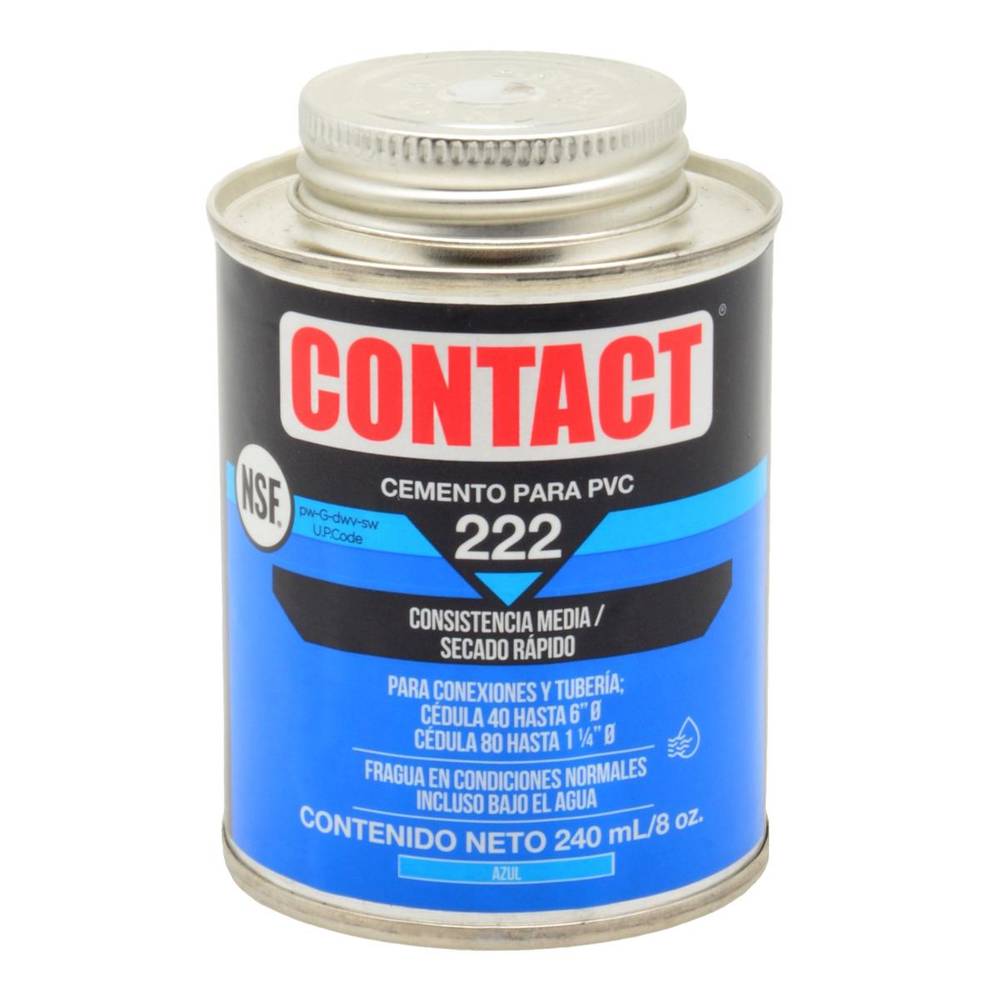 Cemento para pvc 240 ml azul contact