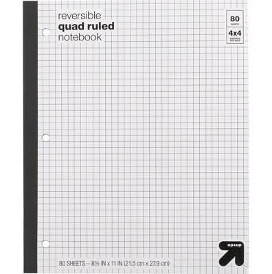 up&up 80 Sheets Reversible Quad Ruled Composition Notebook, 8 1/2X11 in