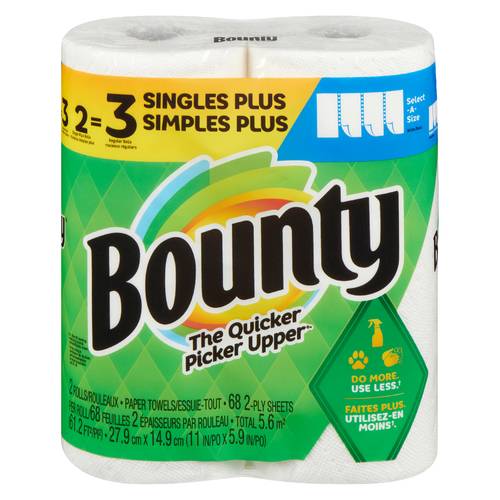 Bounty Select A Size Paper Towel White 2-Ply 2 Rolls x 68 Sheets