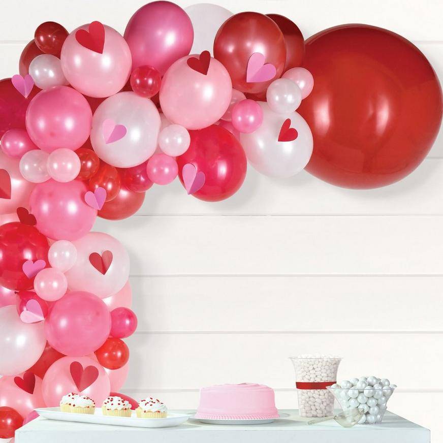 Uninflated Air-Filled Pink, Red White Valentine's Day Balloon Garland Kit