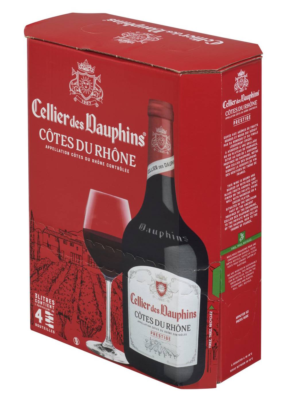 Cellier des Dauphins - Vin rouge aoc côtes du rhône (4 x 750ml)