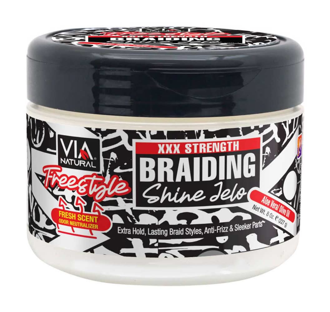 Via Natural Braiding Shine Jelo Extra Strength Hair Styling Gel (8 oz)
