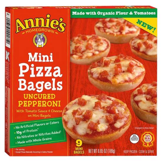 Annie's Homegrown Frozen Pepperoni Mini Pizza Bagels 9ct 6.65oz