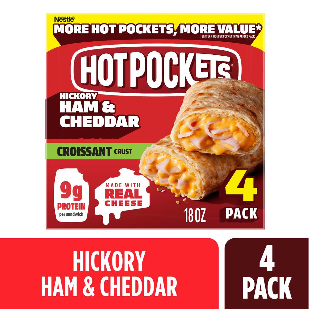 Hot Pockets Ham and Cheese Croissant Crust Sandwiches Box (4 x 18 oz)
