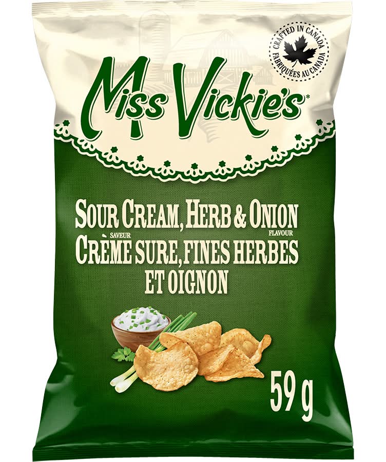 Miss vickie's croustilles cuites à la marmite - kettle cooked chips (crème sure-fines herbes-oignon)