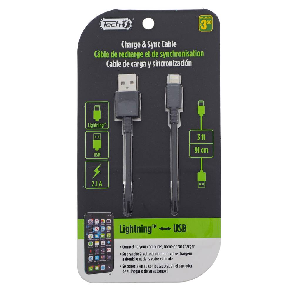 Tech 1 Lightning Compatible To Usb Cable