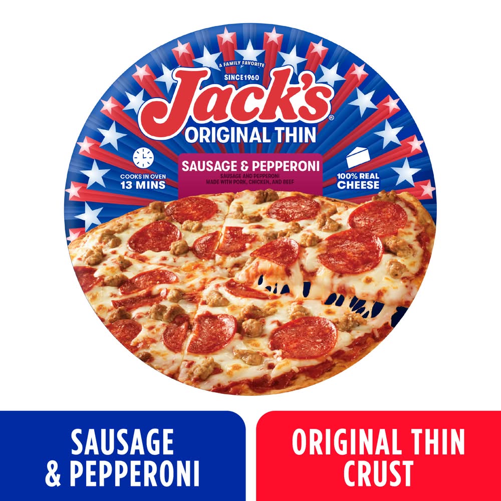 Jack's Original Thin Crust Frozen Pizza, Sausage & Pepperoni (15 oz)