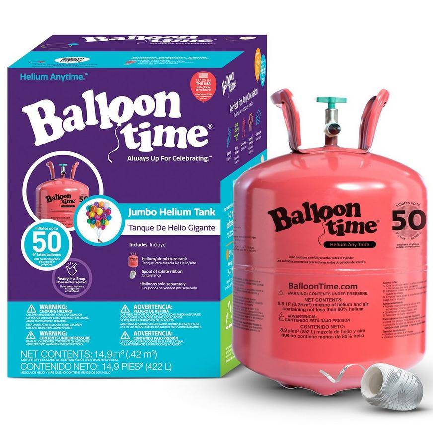 Party City Balloon Time Jumbo Helium Tank, 12 in, Multi (50 ct)