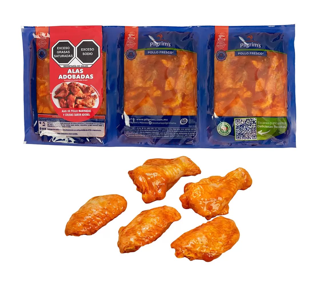 Pilgrim's · Alas de pollo marinadas crudas, adobo (3 x 968 g)