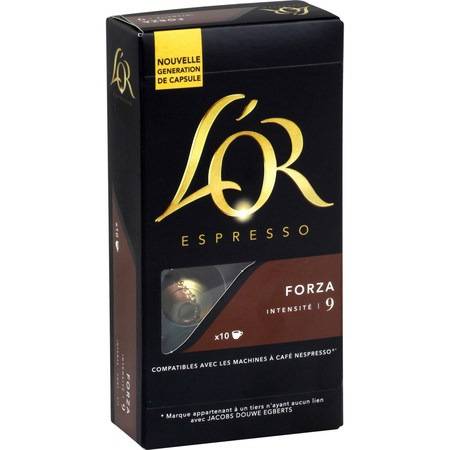 Café capsules Compatibles Nespresso forza n°9 L'OR ESPRESSO - la boite de 10 capsules