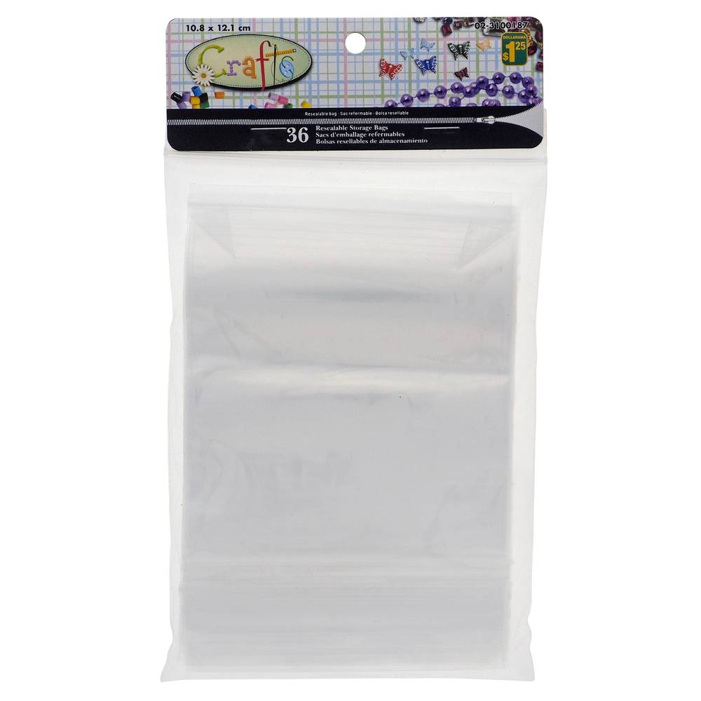 Craft sacs de rangement refermables (10.8 x 12.1 cm)