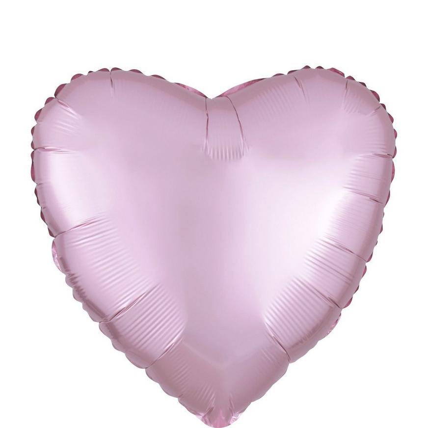 Uninflated 17in Light Pink Satin Heart Balloon