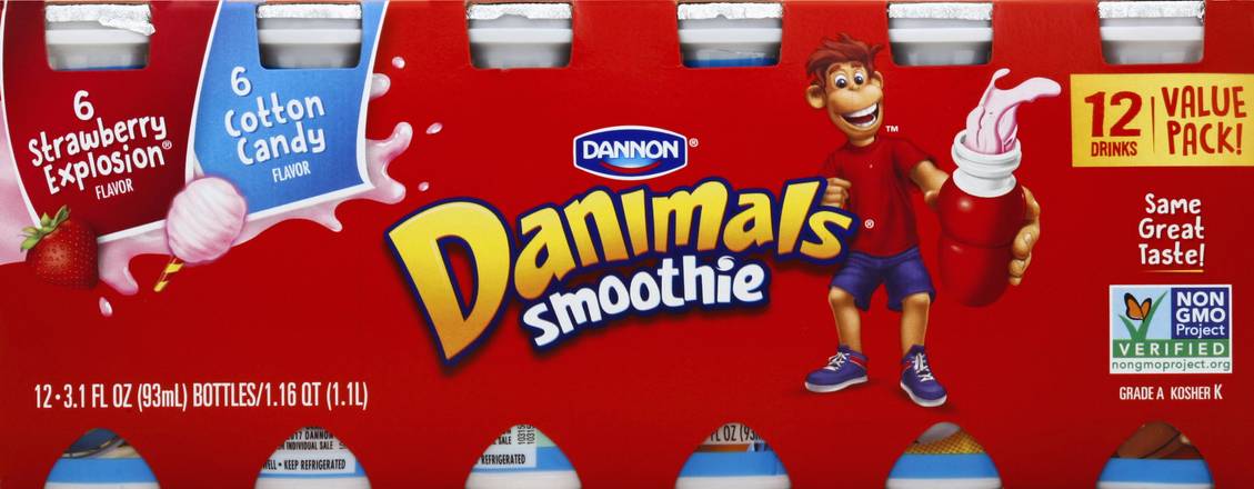 Dannon Danimals Smoothies, 6 Pack, Cotton Candy