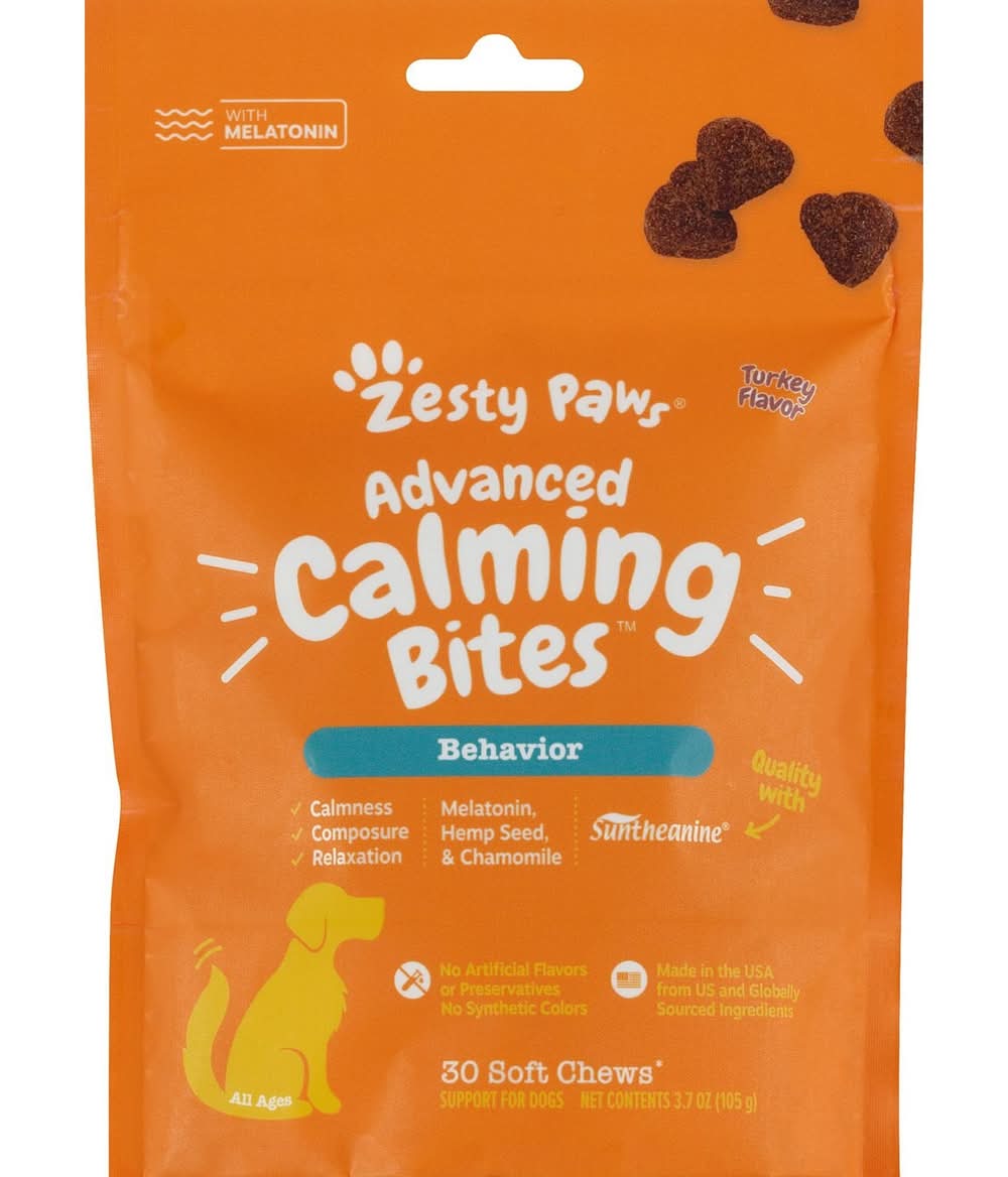 Zesty Paws Advanced Calming Soft Chew Bites For Dogs, Turkey (3.7 oz, 30 ct)