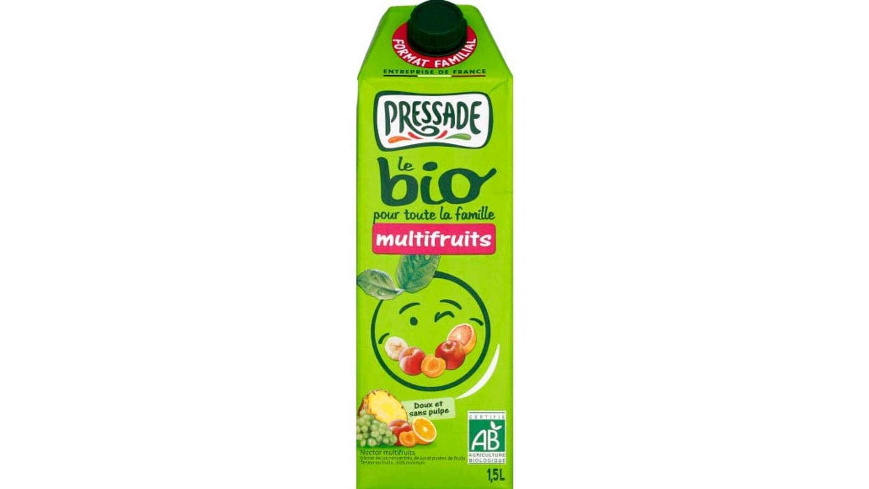 Pressade - Nectar de fruits à base de jus et purées concentrés bio, multifruits (1,5L)