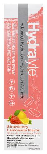Hydralyte Effervescent Electrolyte Tablets, Strawberry Lemonade (20 pack)