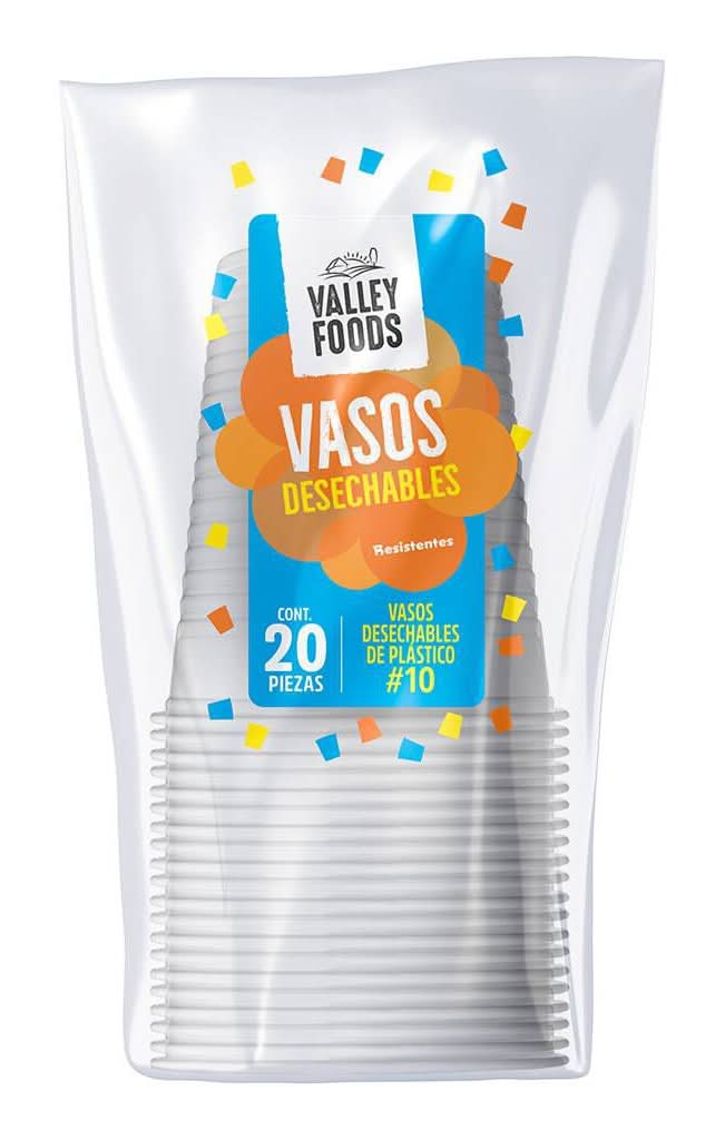 Valley Foods · Vasos desechables de plástico (20 un), #10 (20 un)