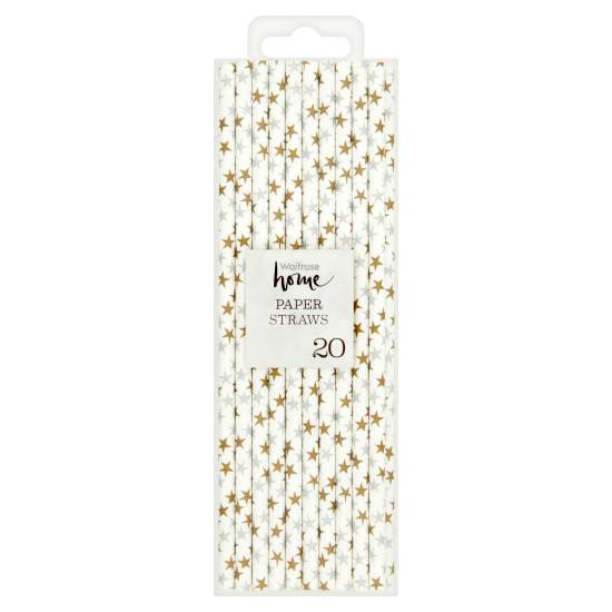 John Lewis Home Gold and Silver Star Paper Straws(20 Ct)