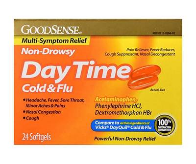 DayTime Cold & Flu Multi-Symptom Relief Softgels, 24-Count