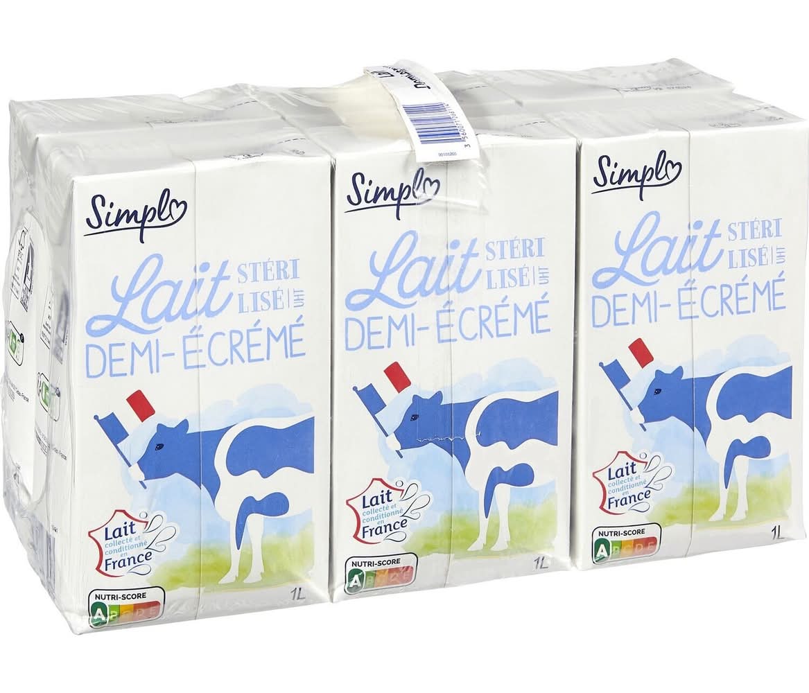 Simpl - Lait demi-écrémé stérilisé (6 x 1L)
