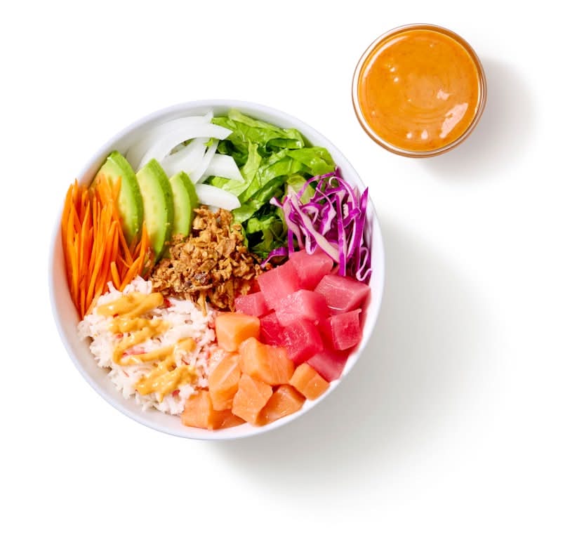 Flyin’ Hawaiian Tuna and Salmon Poke with Spicy Poke Sauce