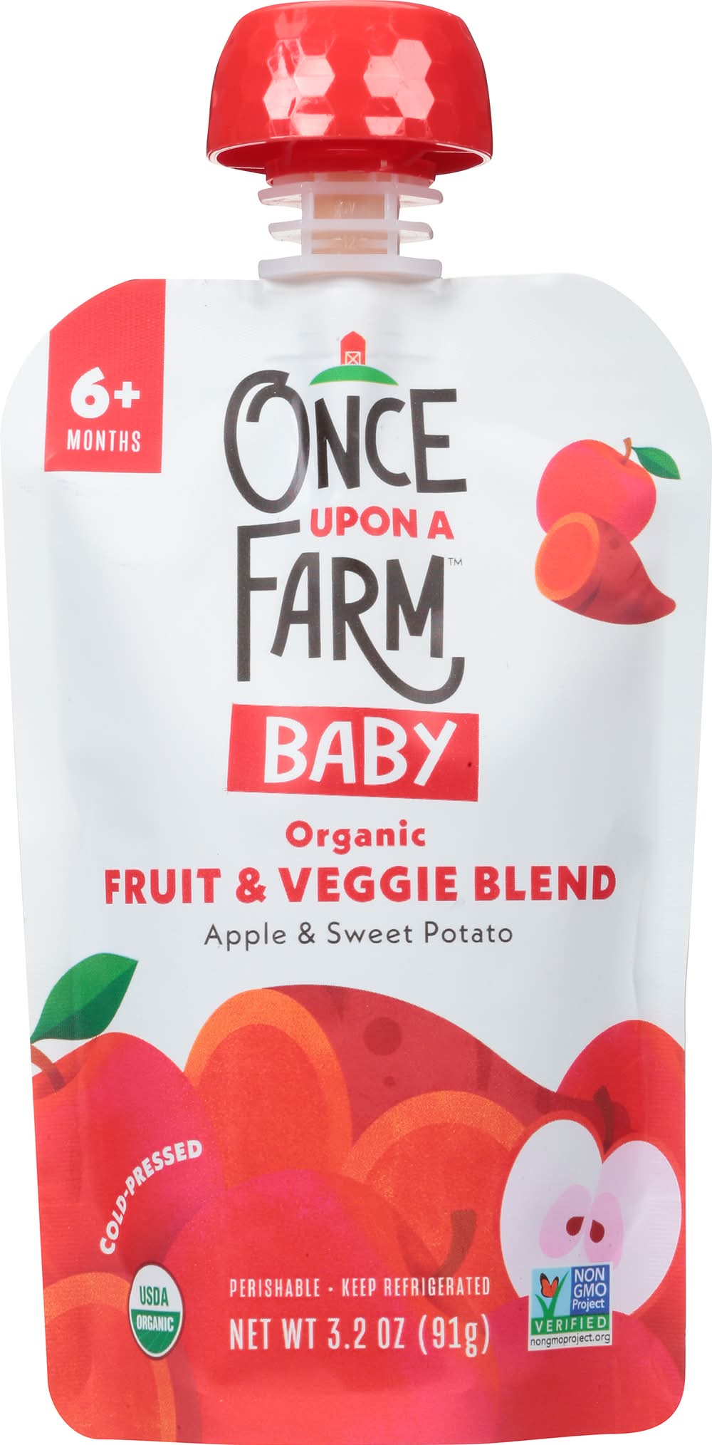 Once Upon a Farm Baby Apple & Sweet Potato Veggie Blend 6+ Months (3.2 oz)