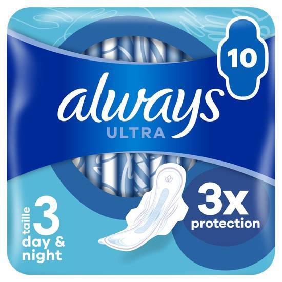 Always - Serviettes hygiéniques ultra jour et nuit avec ailettes (female/taille 3)