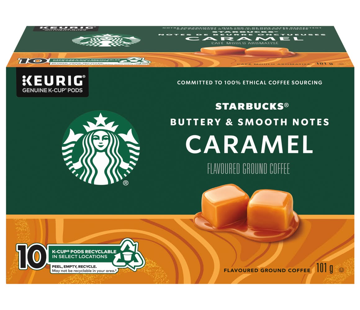 Starbucks Buttery & Smooth Notes K Cup Ground Coffee Pods, Caramel (101 g, 10 ct)
