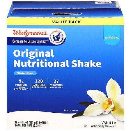 Walgreens Nutritional Shake Regular, Vanilla (16 x 8 fl oz)