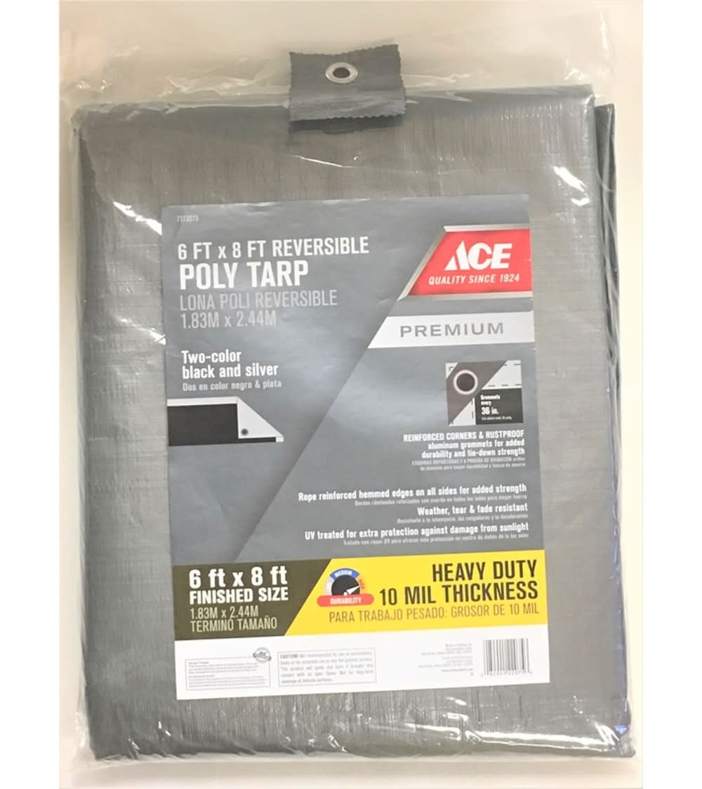 ACE 6 Ft. W X 8 Ft. L Heavy Duty Polyethylene Tarp Black/Silver