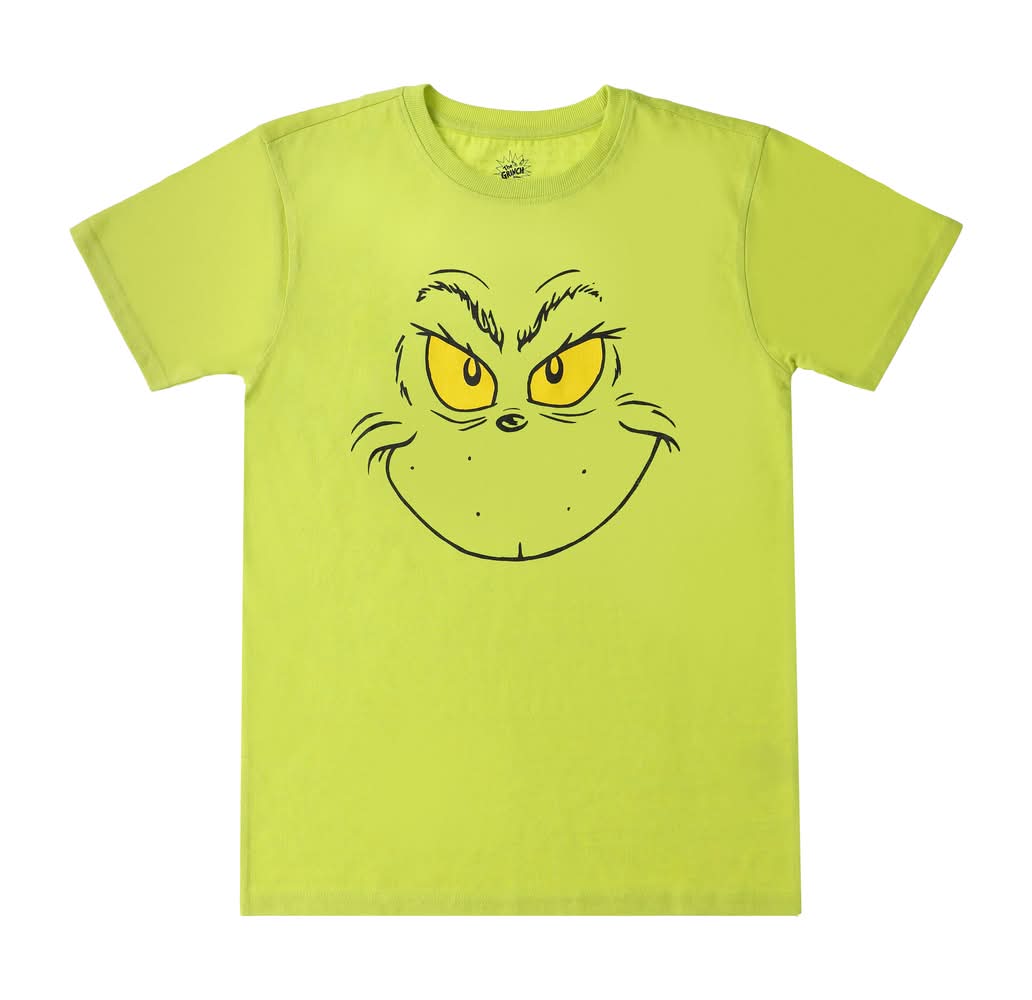 The Grinch Face Smile Graphic Tee Large Green