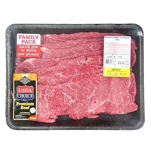 First Street · USDA Choice Boneless Thin Cut Beef Top Round