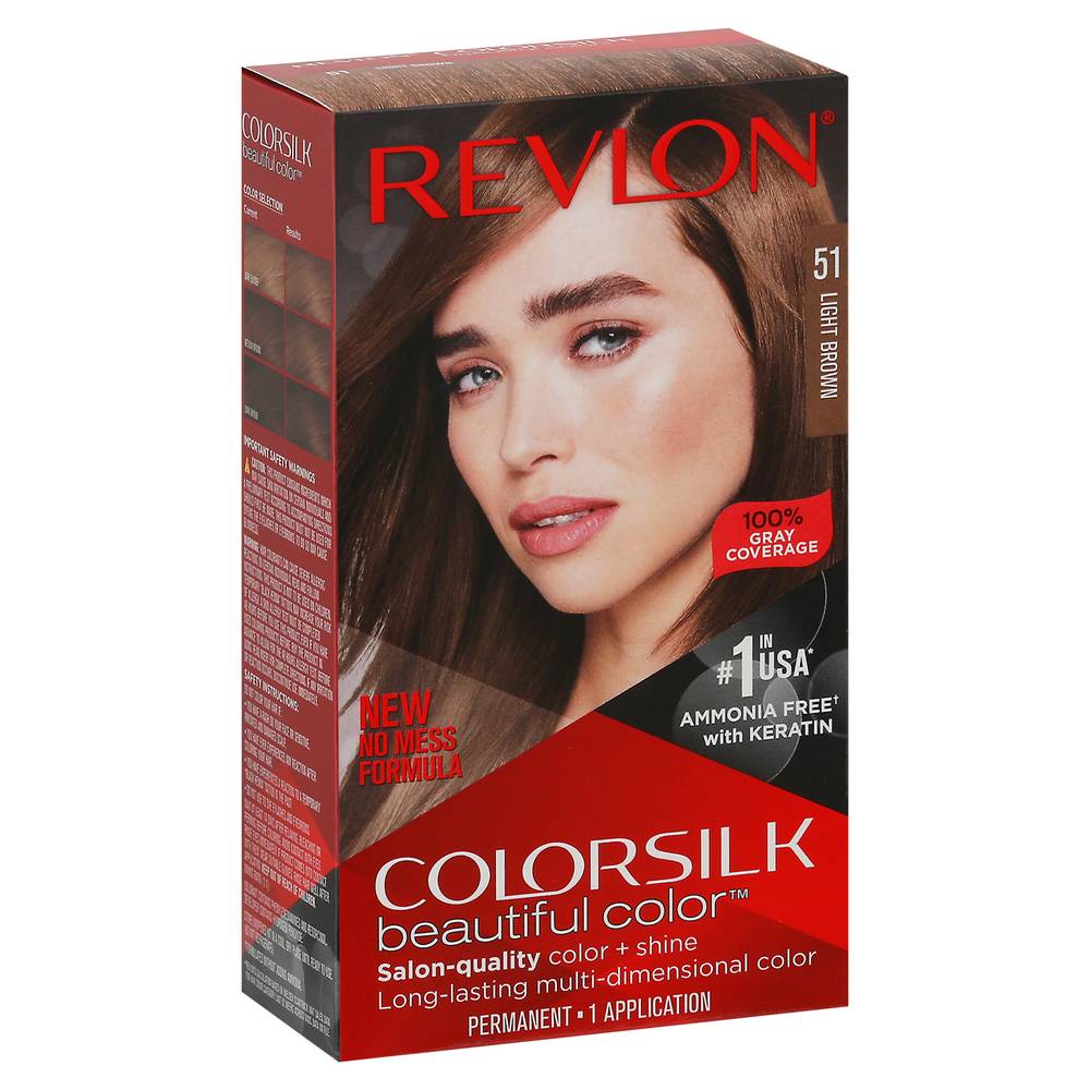 Revlon Colorsilk Beautiful Color Permanent Hair Color, 51 Light Brown (4.4 oz)