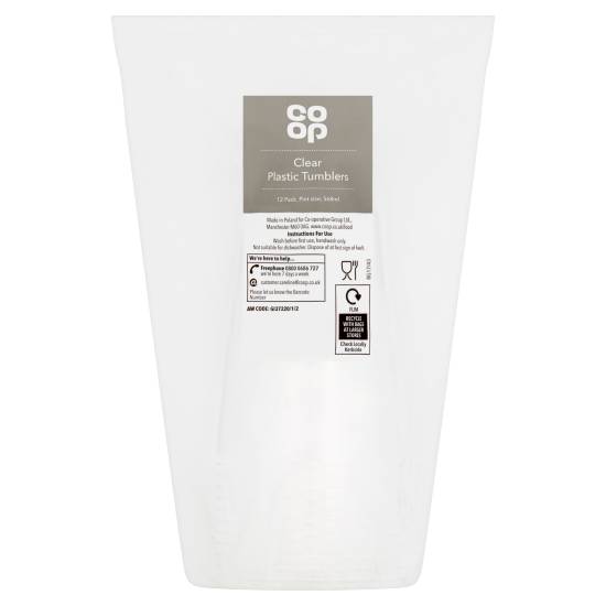 Co-Op 50cl Large Clear Cups 12 pack Each