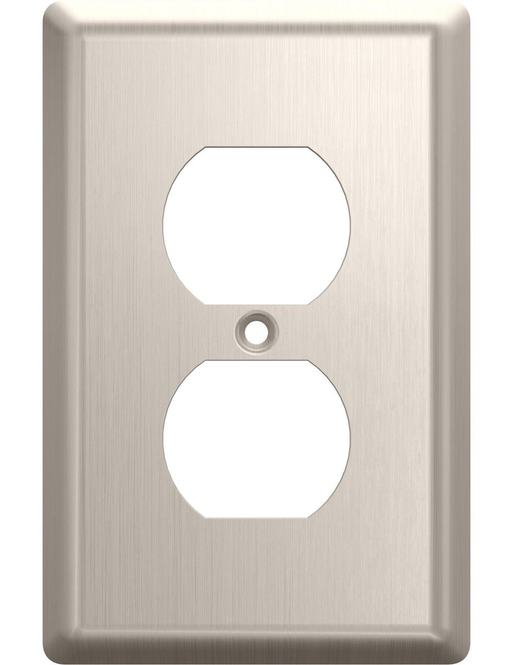 allen + roth Simple Square 1 -Gang Standard Size Satin Nickel Steel Indoor Duplex Wall Plate 6 -Pack | W45064V-SN-CP