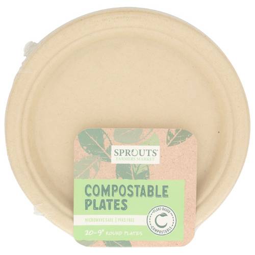 Sprouts Compostable 9 Inch Round Plates