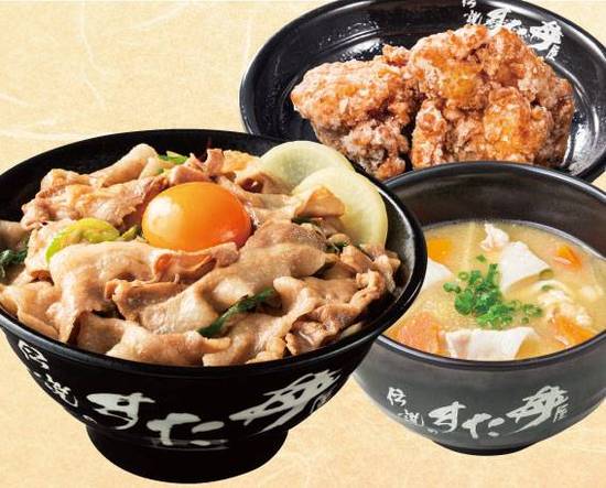 【オススメ】豚汁・唐揚げセットすた丼