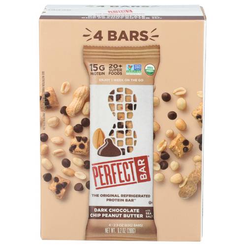 Perfect Bar Organic Dark Chocolate Peanut Butter Bars 4 Pack