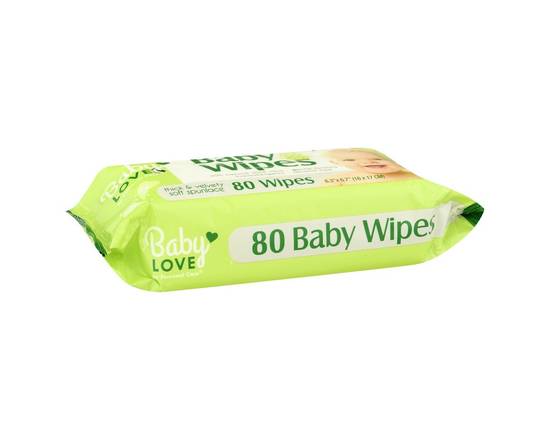 Baby Love · Hypoallergenic Baby Wipes with Aloe Vera Alcohol-Free (80 wipes)