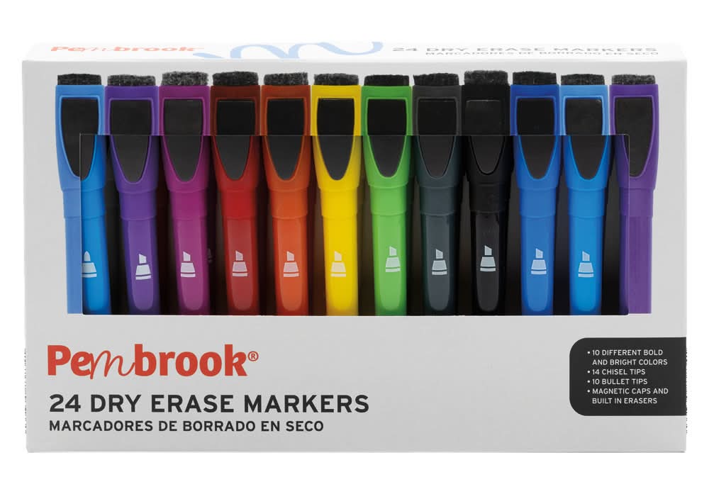 Pembrook Rainbow Color Dry Erase Markers