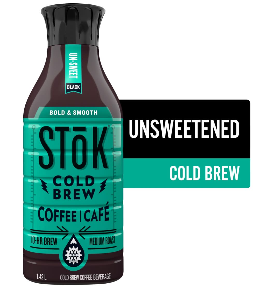 STōK Black Bold & Smooth Unsweetened Cold Brew Coffee, Medium Roast (1.42 L)