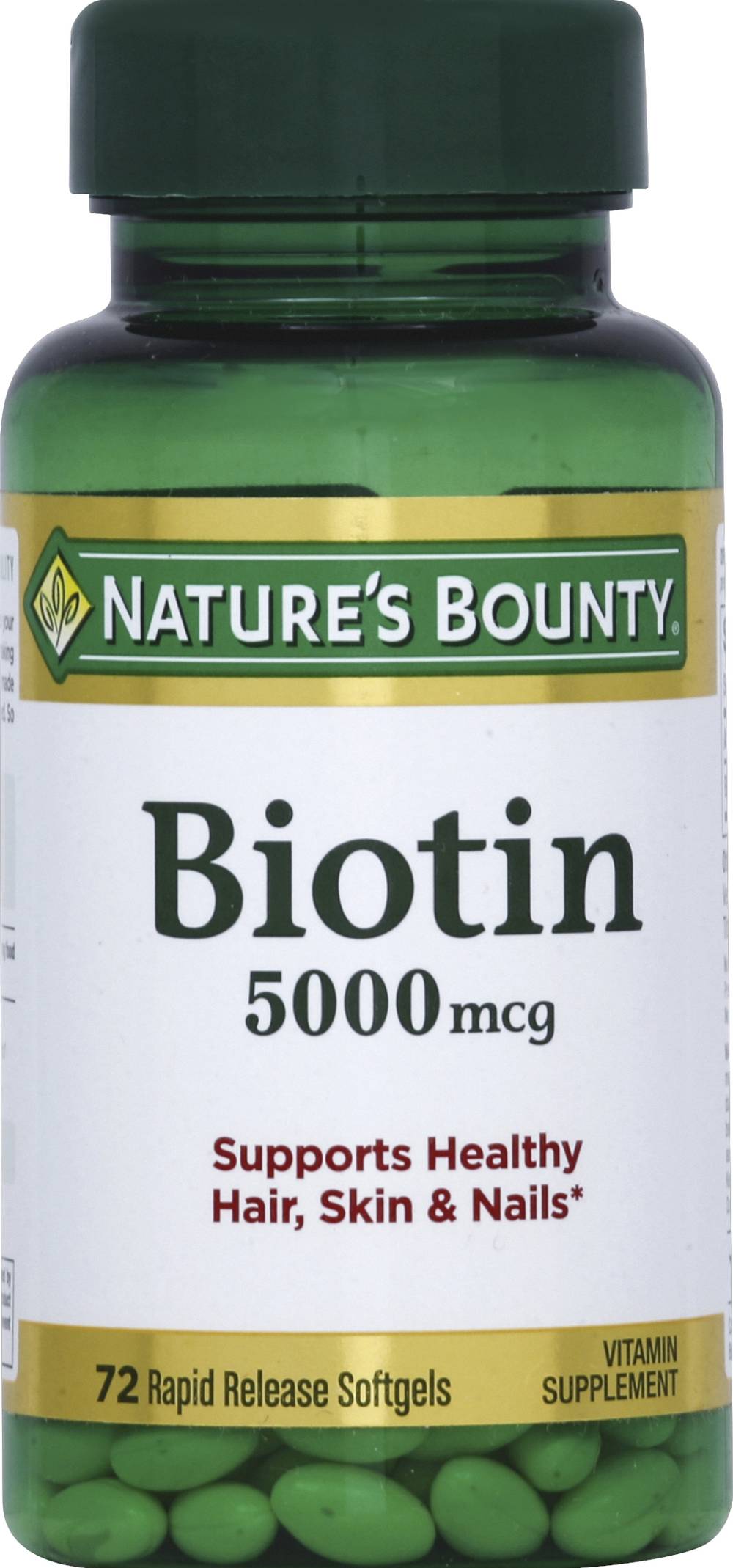 Nature's Bounty Biotin 5000 Mcg Vitamin Supplement (1.6 oz)