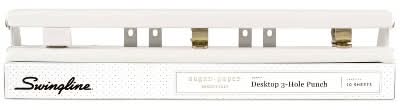 Desktop 3-Hole Punch White/Gold - Sugar Paper Essentials: Metal Office Tool for Binder, Multicolor, 1 Year Warranty