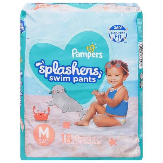 Pampers Splashers Snug Fit Swim Diapers, Size m (18 ct)