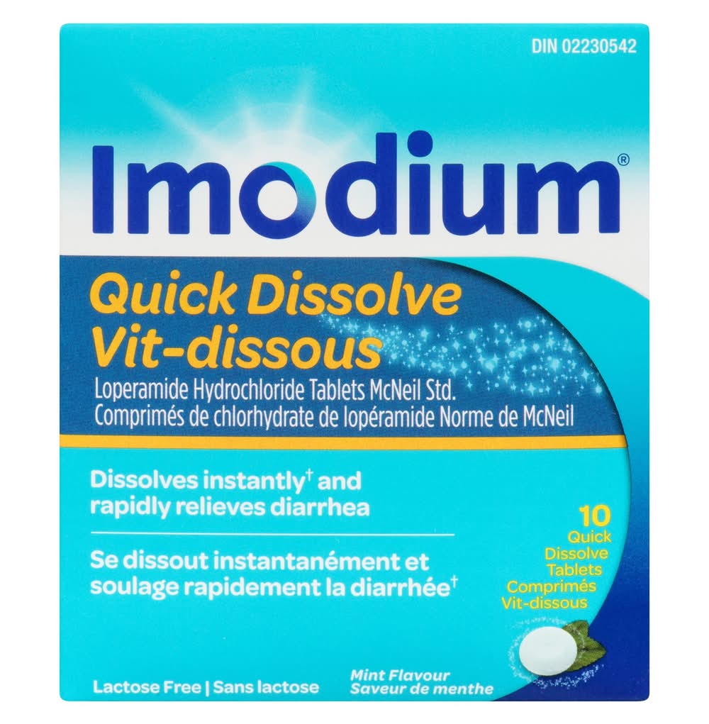 Imodium Quick Dissolve Antidiarrheal Tablets 2 mg, Mint (10 ct)