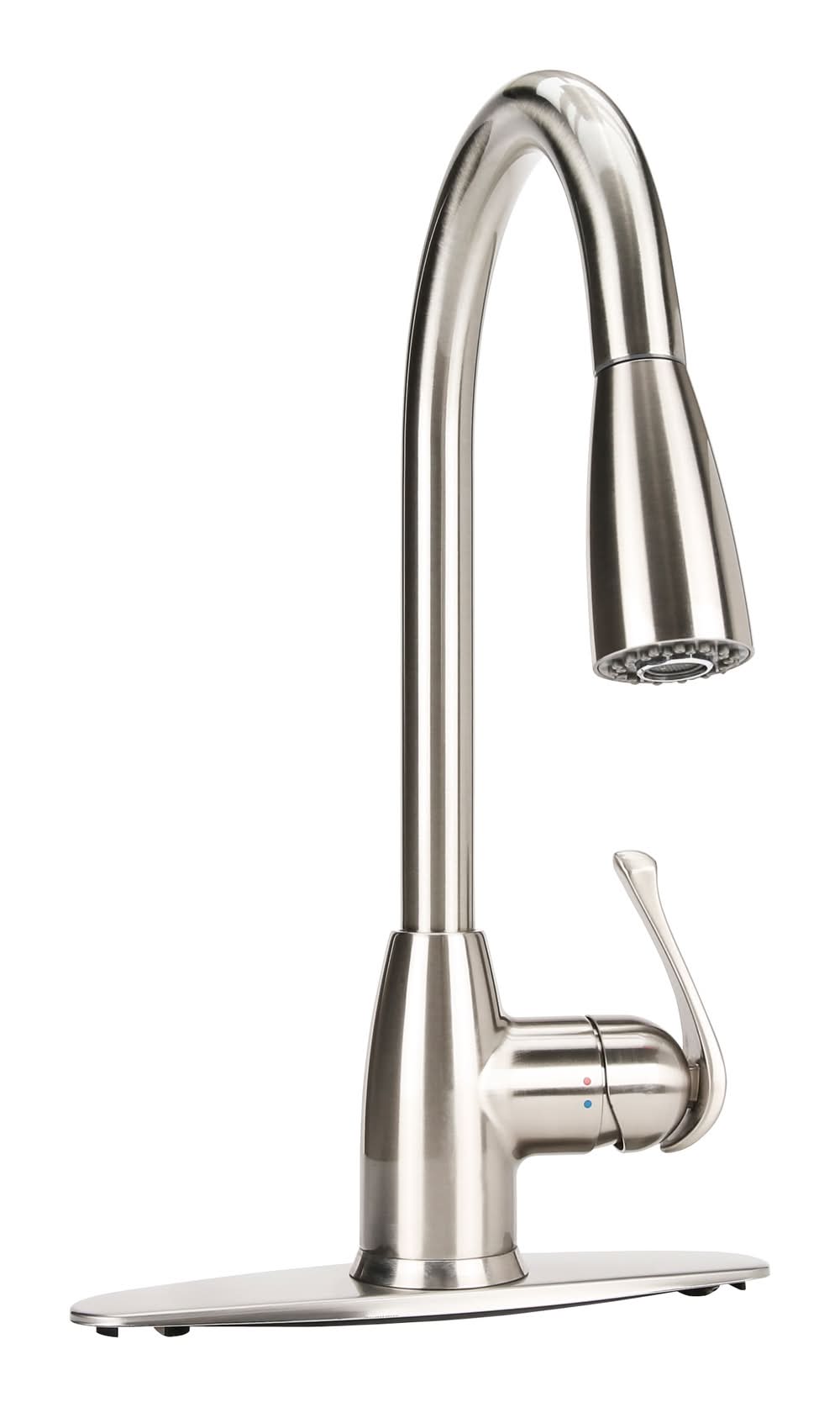 Project Source Tucker Stainless steel Single Handle Deck-mount Pull-down Kitchen Faucet with Sprayer ( Deck Plate Included ) | 51-K814-PS-BN