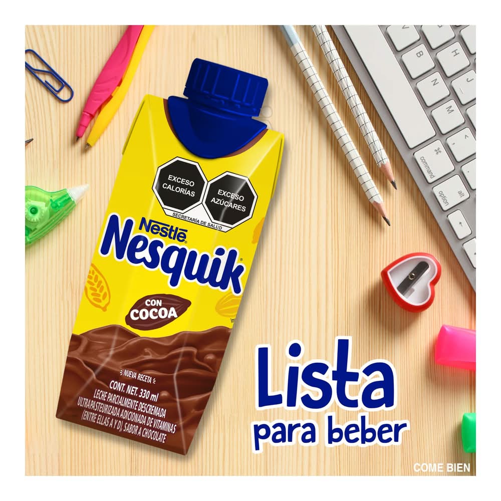 Nesquik · Leche descremada ultrapasteurizada reducida en azúcar, chocolate (330 ml)