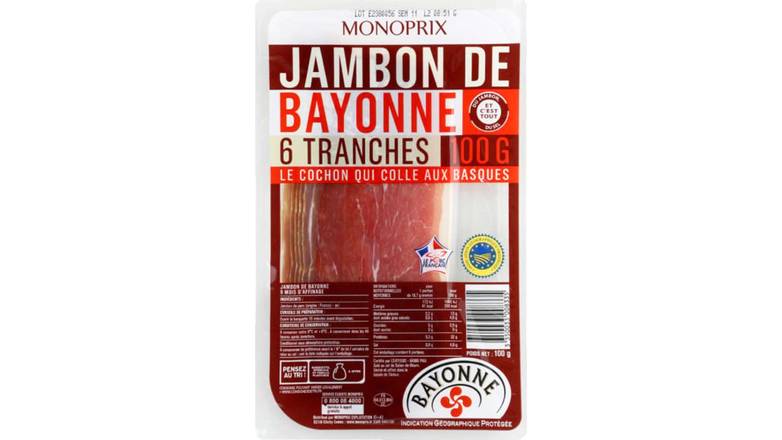 Monoprix Jambon de Bayonne La barquette de 6, 100g