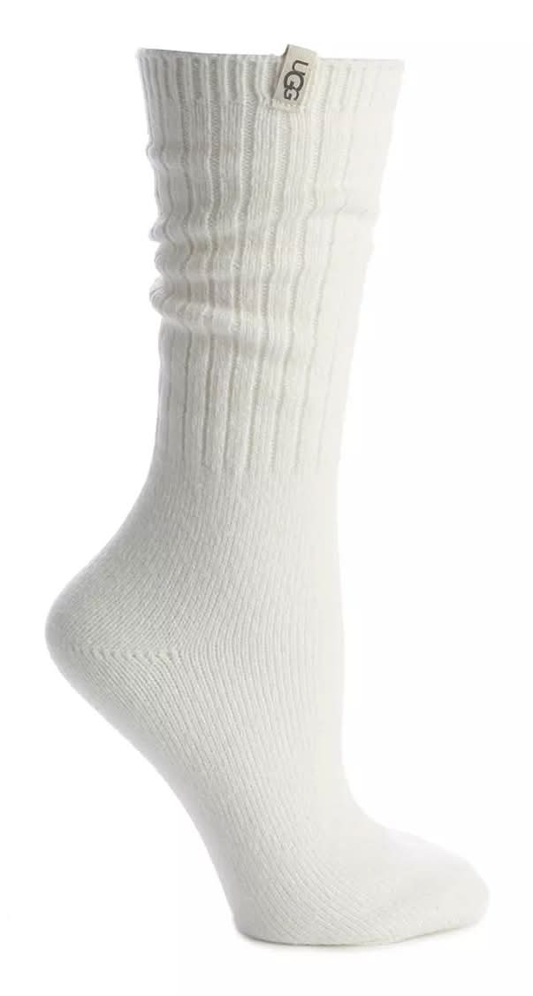 Ugg Rib Knit Women's Crew Socks (Off White One Size)